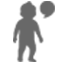 toddler with communication bubble