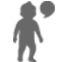 toddler with communication bubble